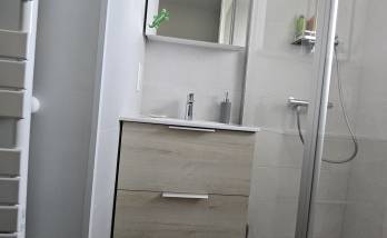 Nouveau mobilier simple vasque coloris châtaignier