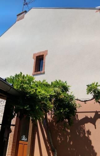 Pignon rénové en enduits à la chaux