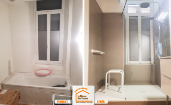 financement travaux accessibilité, carrelage effet parquet salle de bain, courtier travaux Sallanches, adaptation logement senior, rénovation maison montagne, la maison des travaux sallanches