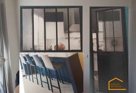 Simulation 3D de l'installation d'une verrière intérieure et d'une porte-verrière - Verneuil l'Etang 77390