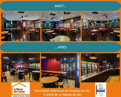 Rénovation et déco de l'espace bar du V and B - La Valette du Var 83160