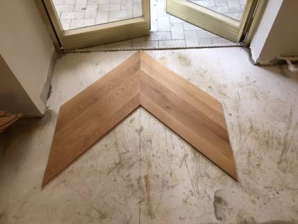 Rénovation de sol - calepinage pour la pose de parquet en point de Hongrie - Nantes 44