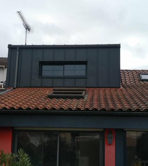 Après travaux : Extension bois bardage zinc