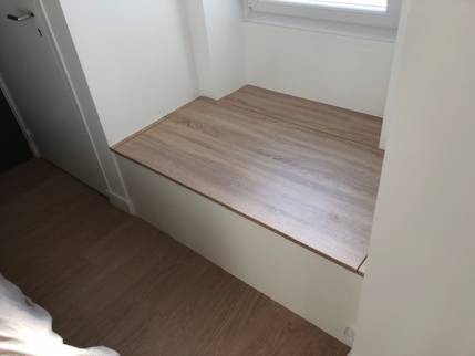 Création d'une banquette coffre sous une fenêtre - Nantes 44