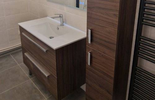 Meuble avec vasque et armoire de rangement