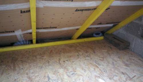 Isolation jusqu'au bas des rampants de la toiture après mise à niveau du plancher et pose d'un plancher OSB neuf