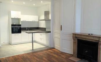 Rénovation et réagencement d'un appartement situé dans le quartier Lyon Brotteaux : vue sur la cuisine