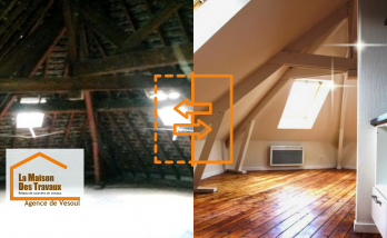 Transformation spectaculaire d’un grenier sombre en combles modernes et lumineux près de Vesoul.