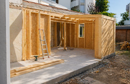 Extension de maison en bois à Gorron (53120) : un agrandissement lumineux et ouvert sur le jardin