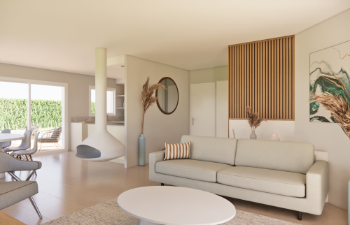 Rénovation complète d'une pièce de vie à Basse-Goulaine 44115 - visualisation 3D