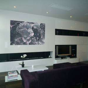 Réhabilitation d'un loft, Bagneux - Salon avec cheminée au gaz "Dancing Flames"