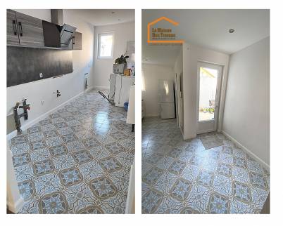 Pose de carrelage dans la cuisine