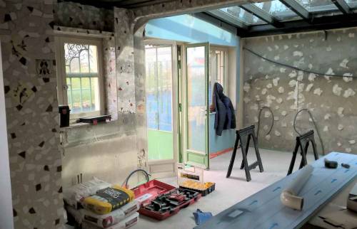 Création d'une Cuisine sous une Verrière - Lyon 3 Montchat - Travaux en cours