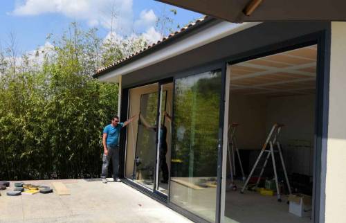 Pose de baies vitrées 4 vantaux