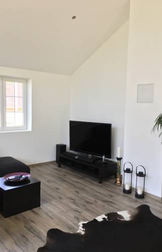 Vue intérieur extension avec conduit de répartition de chaleur - Travaux terminés