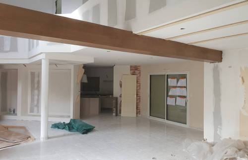 Travaux en cours – Transformation de la pièce de vie dans le cadre d’une rénovation maison à Bruz