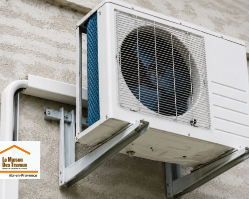 Installation d'une pompe à chaleur près du Tholonet (13100), réalisée dans le cadre d'une rénovation énergétique afin d'améliorer les performances de chauffage et de réduire la consommation d'énergie.