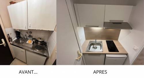 Nouvelle cuisine équipée dans studio rénové - Nantes 44
