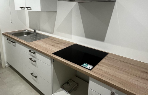 Placard évier hotte plaque de cuisson