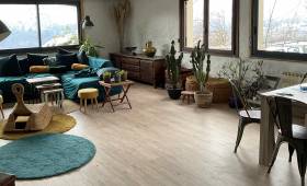 Parquet gris dans un salon moderne 