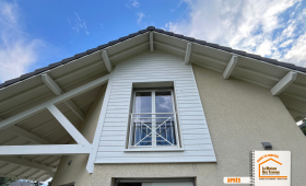 bardage PVC maison montagne, rénovation façade Sallanches 74700, habillage façade extérieur, travaux rénovation maison, la maison des travaux sallanches
