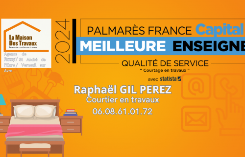 L’agence La Maison Des Travaux de Dreux, Saint-André-de-l’Eure et Verneuil-sur-Avre, élue meilleure enseigne pour la qualité de service.