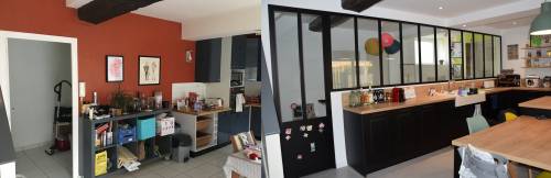 Avant et après rénovation de cuisine avec verrière Libourne