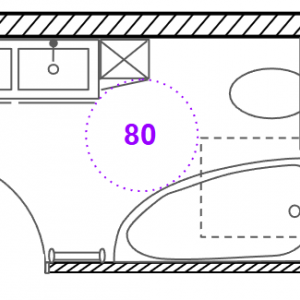 Croquis architectural d’une salle de bain 9 m² pour enfants - Camille Truttmann
