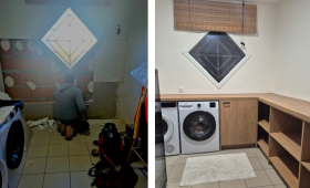 Travaux buanderie avant après Bazas