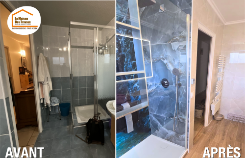 La Maison des Travaux Pays de Gex, rénovation salle de bains Haute-Savoie, création douche italienne, rénovation intérieure Douvaine, artisans salle de bains Douvaine