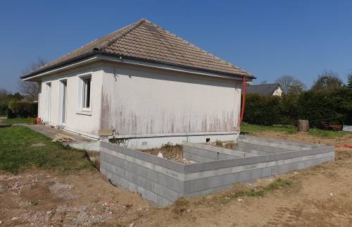 Fondation de l'extension bois