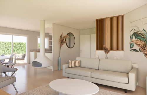 Rénovation complète d'une pièce de vie à Basse-Goulaine 44115 - visualisation 3D