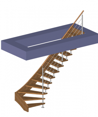 Modélisation 3D du nouvel escalier quart tournant - Mormant 77720