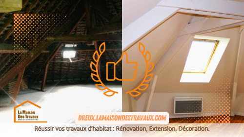 Avant les travaux :** Les combles de la maison, avec une structure ancienne, attendaient une rénovation complète pour devenir une pièce habitable.