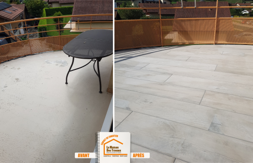 La Maison des Travaux Moûtiers, terrasse Moûtiers, rénovation terrasse Moûtiers, terrasse carrelage Moûtiers, aménagement extérieur Moûtiers