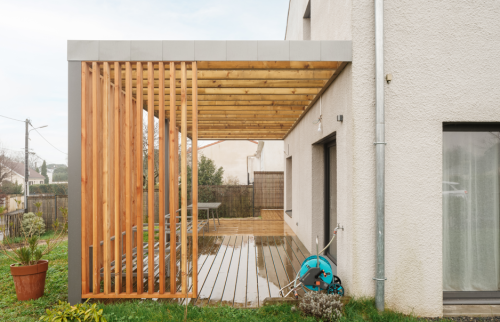 Extension de maison de 20 m² à Vertou - vue extérieur pergola