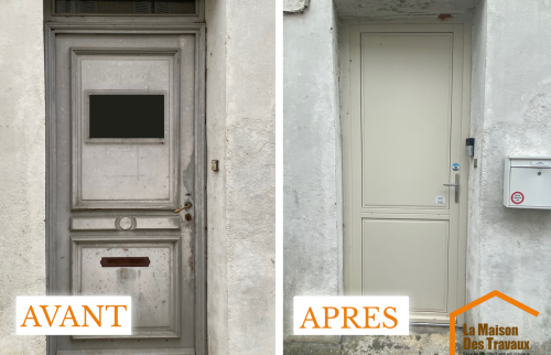  Rénovation d'une porte d'entrée sur mesure en bois