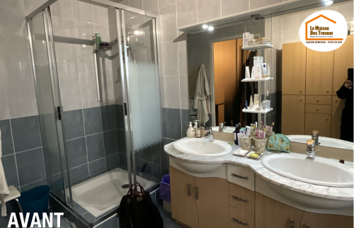 Douche à l'italienne Haute-Savoie, carrelage salle de bains Douvaine, rénovation intérieure Bassin Genevois, optimisation espace salle de bains, rénovation complète maison