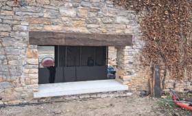 Ouverture d'une baie avec coffret de volets roulants dissimulé