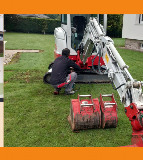 Début du chantier d’une extension de 20 m² à Melisey, avec l’intervention des engins pour préparer le terrain.