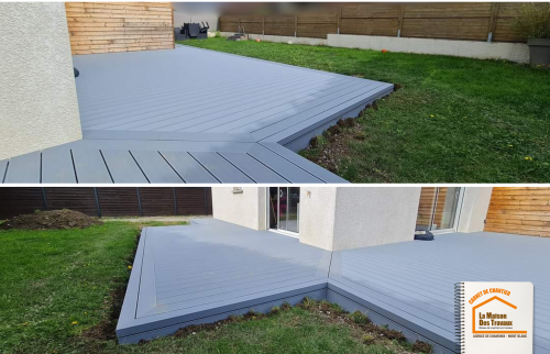 création terrasse composite, aménagement extérieur Chamonix, artisan terrasse bois, terrasse Sallanches, projet terrasse durable