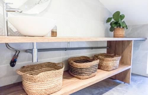 Plan vasque bois et vasque à poser