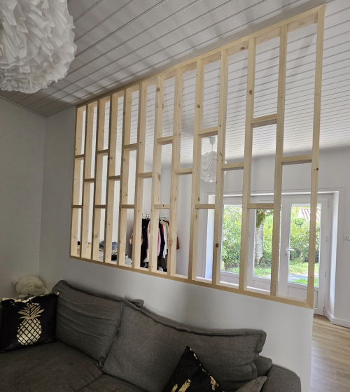 Pose d’une verrière en bois à Sautron salon