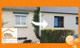 Rénovation de façade avant/après proche d’Anet. Modernisation des menuiseries par Raphaël et Jannely GIL PEREZ, courtiers en travaux.