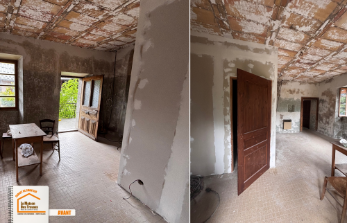 rénovation ferme ancienne Combloux, cuisine équipée sur mesure, modernisation maison montagne, rénovation intérieure ferme, artisan local rénovation, La Maison des Travaux Sallanches