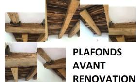 Plafond avec poutres apparentes avant rénovation dans cette maison à Hénin-Beaumont