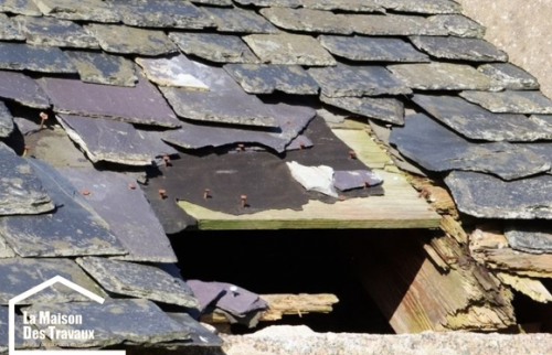 Toiture en ardoise dégradée