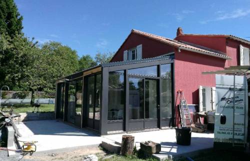 Chantier en cours - création d'une verrière de 30 m² à Vertou (44)