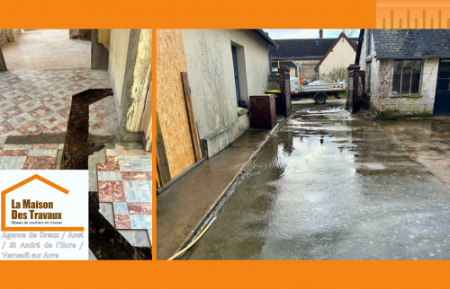 Travaux de rénovation en Eure-et-Loir : Réhabilitation intérieure avec renforcement des structures et réaménagement des espaces.