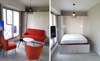 Lit relevable avec banquette intégrée idéal pour un studio